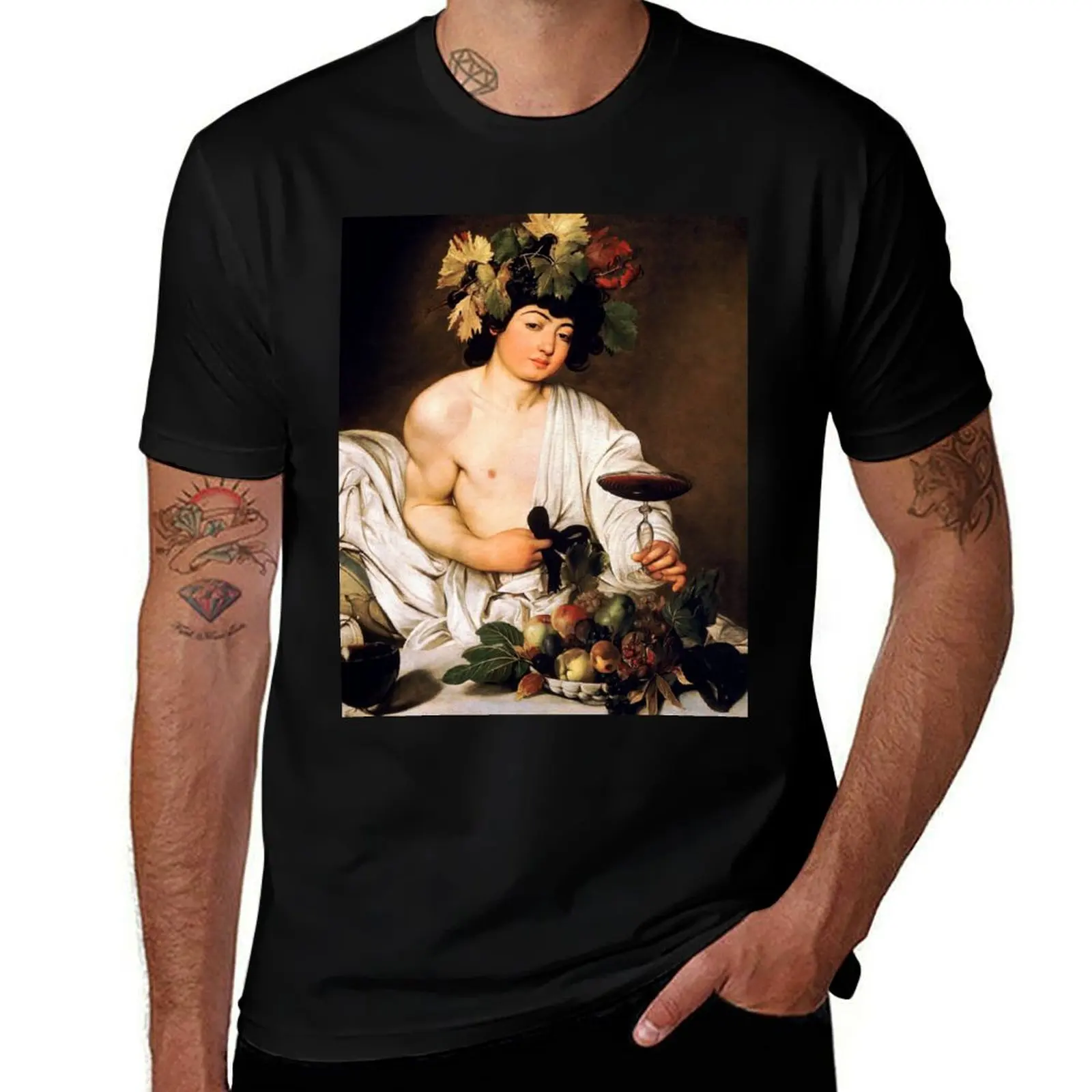 

Enhanced High Res Caravaggio Bacchus 1596 T-Shirt Basic Regular Fit Casual T-Shirt