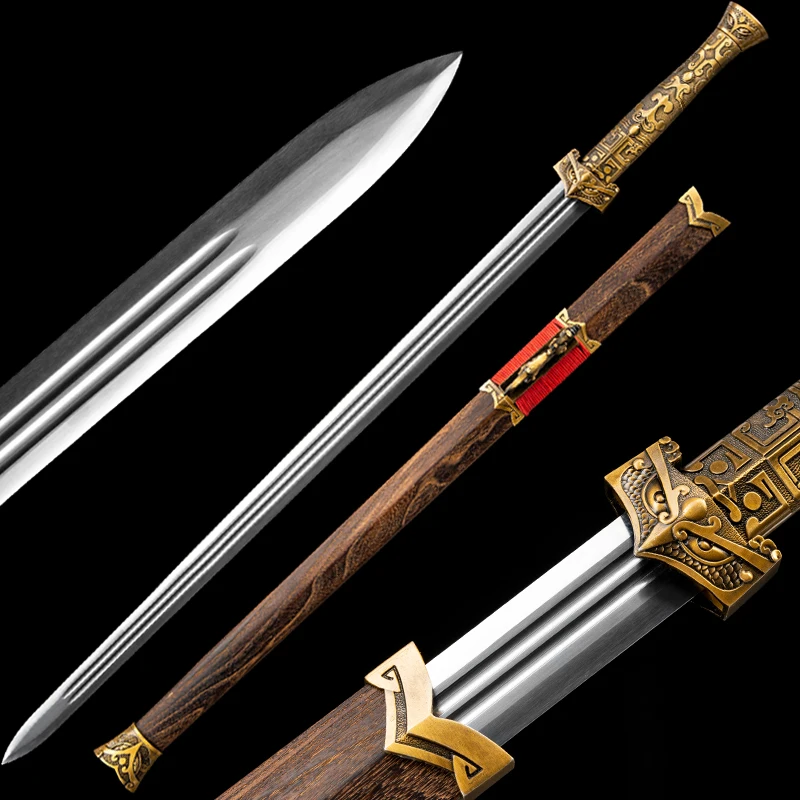 Chinese Han Sword,Manganese Steel Blade,Rosewood Saya,Handmade Swords,Alloy Fittings,Collection Home Decor Sword