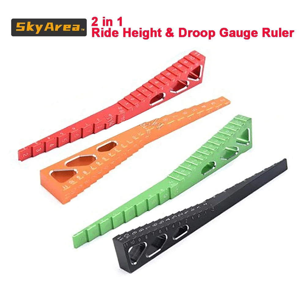 Aluminium Alloy 2 in 1 Ride Height & Droop Gauge (BU) Ruler for 1/10 1/8 1/16 1/14 RC Touring Car & Drift Car