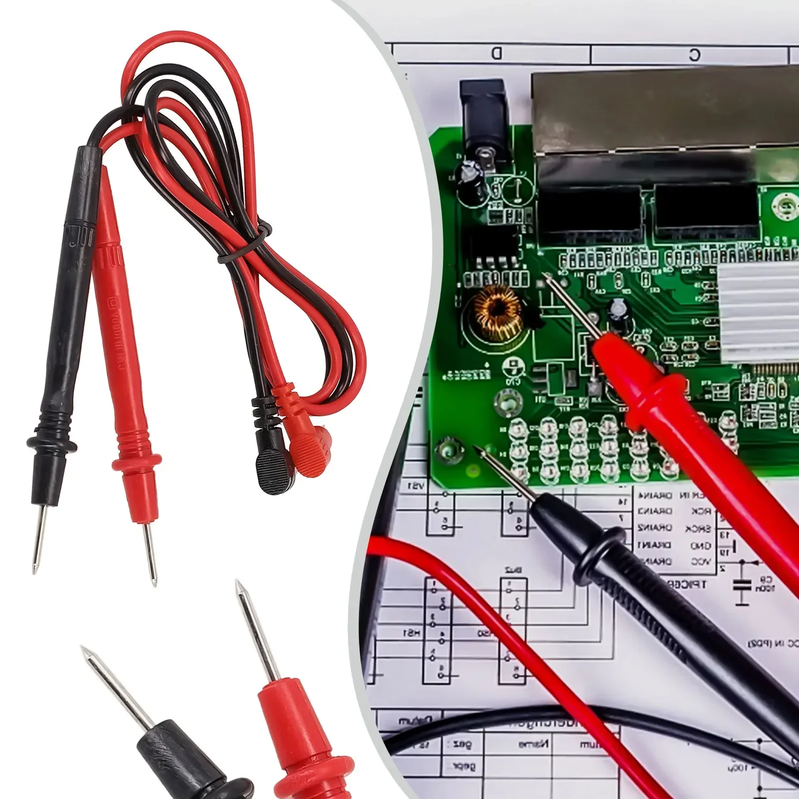 2pc 1000v 10A Multimeter Test Probes Banana Plug Connectors Modular Test Probes Insulated Test Cables For IC Component Testing