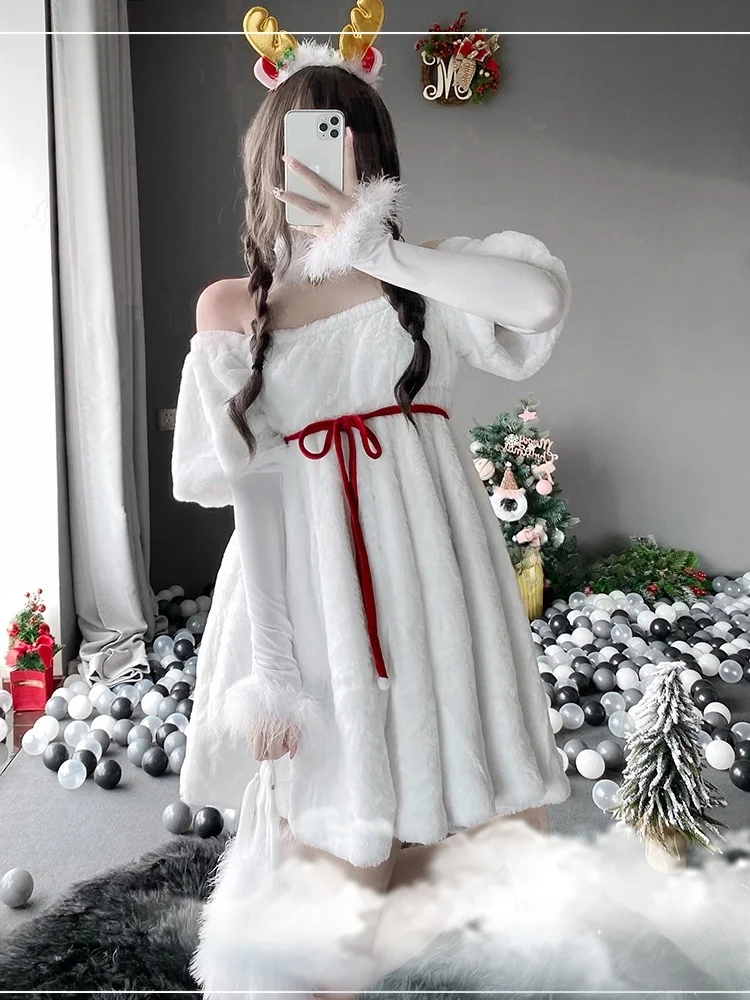 

Christmas Theme Snowman Party Uniform Set Cute Rabbit Girl Costume Deer Stewardess Style Women's Clothing Stage Performance O...
