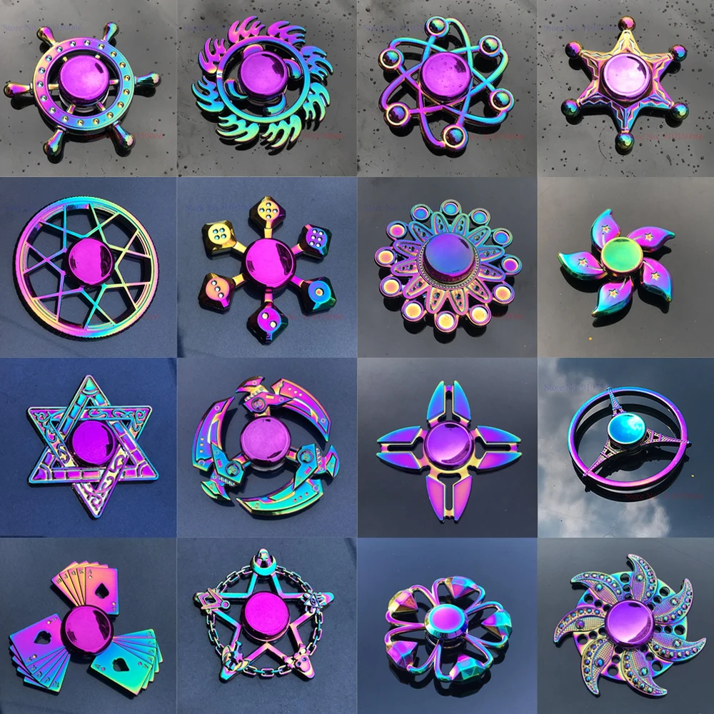 Colorato EDC Hand Spinner Metal Rainbow Fidget Spinner giocattolo Anti-ansia per filatori Focus allevia lo Stress ADHD Finger Spinner