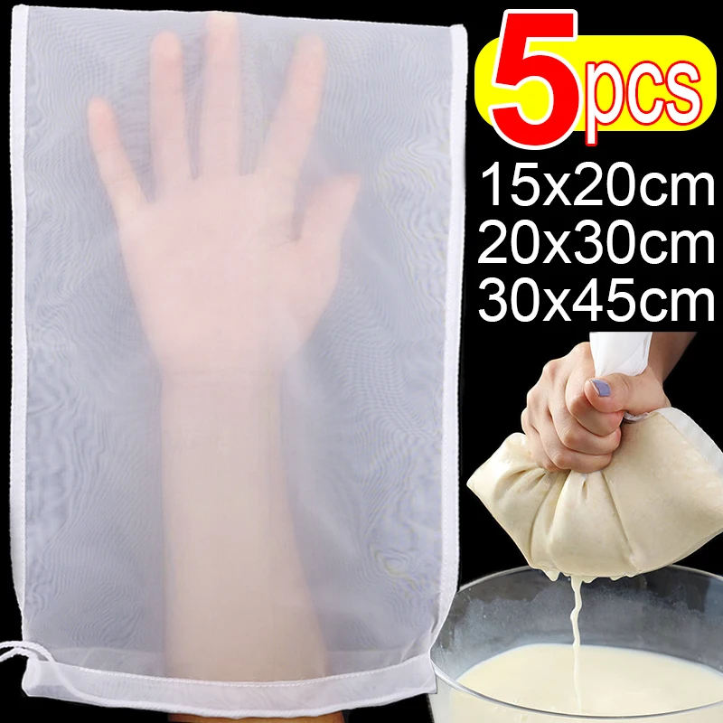 

100 Mesh Soy Milk Wine Filter Bag Mesh Kitchen Nut Milk Bag Tea Coffee Oil Yogurt Filter Net Reusable Nylon Filter Bags Strainer