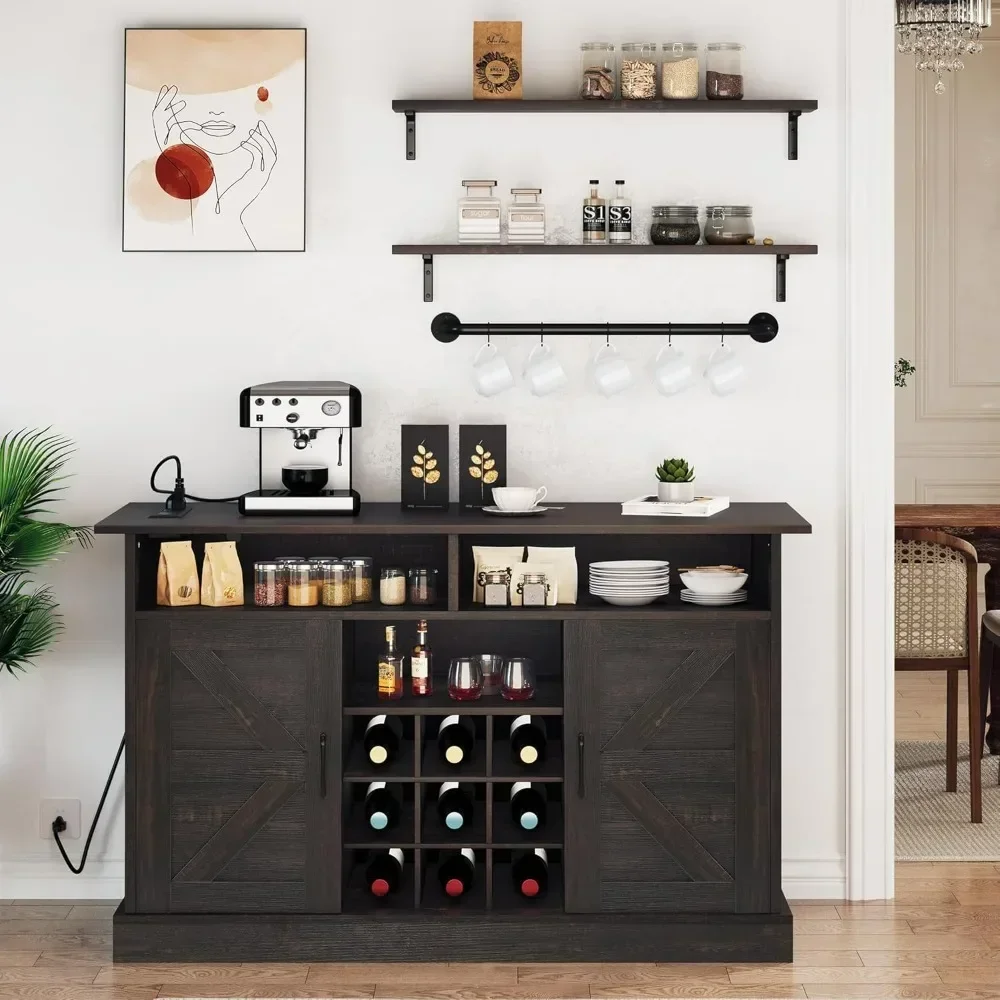 Buffet Cabinet.Farmhouse Sideboard Buffet Cabinet with Floating Shelves,47