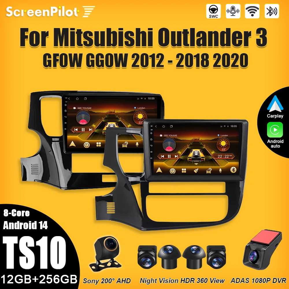 

Android 15 For Mitsubishi Outlander 3 GF0W GG0W 2012-2018 2020 Car Radio 2 din Multimedia Video Player Carplay Bluetooth 5G RDS