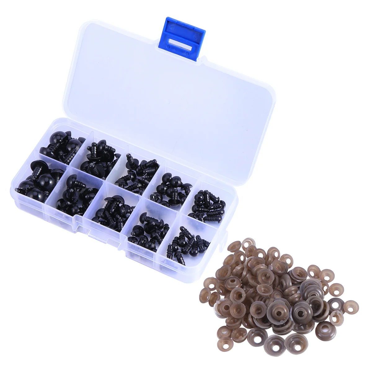 

100PCS Plastic Eyes and Gasket 12MM Plastic Safety Eyes Eyes with Carrying Case for Bear Stuffed Animals Puppet