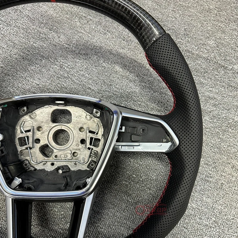 for Audi A6 A7 C8 Leather steering wheel upgraded S6 S7 RS 6 RS 7 flat bottom steering wheel sports Auto parts