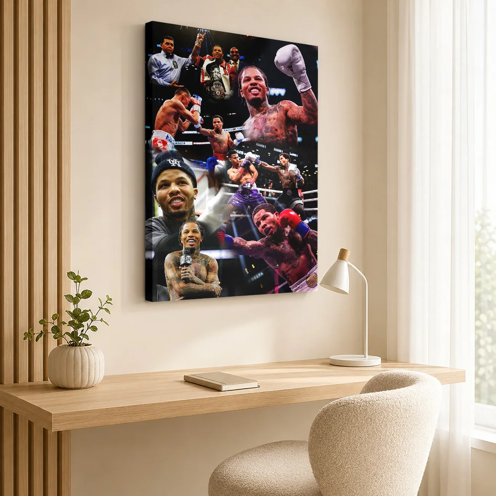 Gervonta Davis Boxing Collage Framed Canvas Poster Editorial Style Wall Art With Customized Photo For Sports Room Ideal Fan Gift