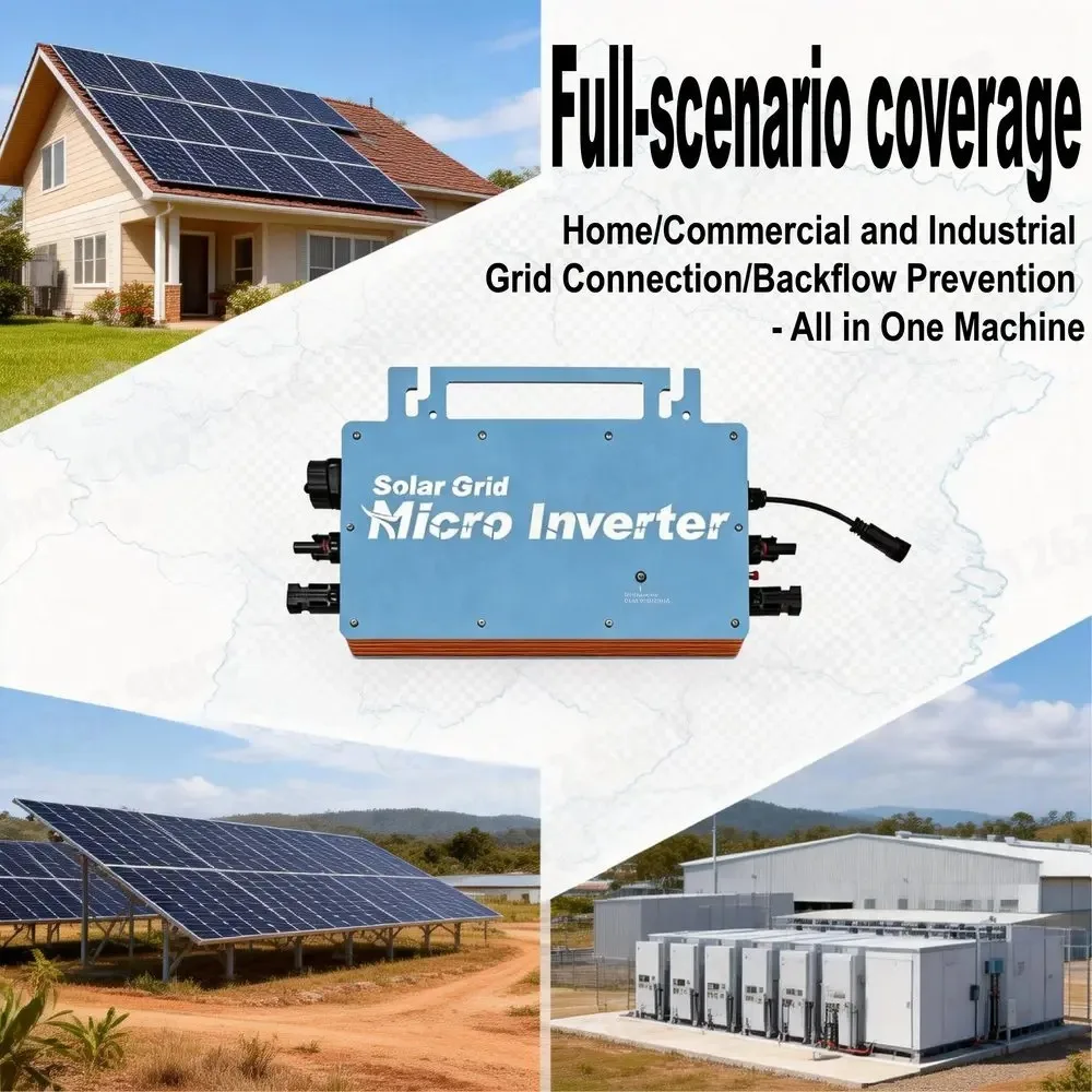 Grid Tie Micro Inverter 350W-2800W MPPT Anti-Reverse, IP66 Waterproof Plug and Play 36V Battery for Home Balcony Solar