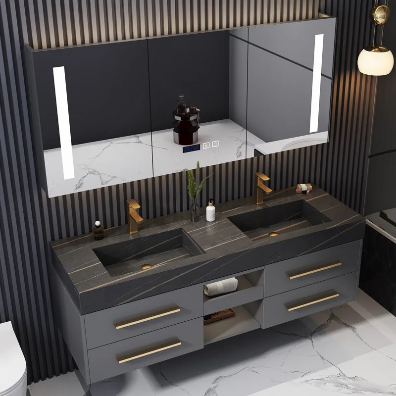 

Deluxe Double Sink Bathroom Cabinet Home Improvement Center, Stone Bathroom Cabinet Set