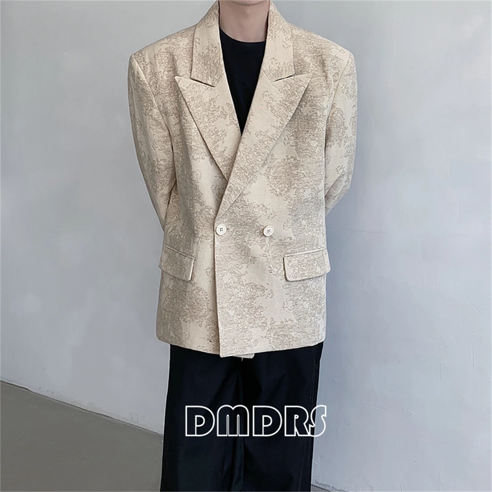 2025 Autumn Popular Men's Chic Suit Blazer, Double Breasted High-Street Suit Jacket, Peak Lapel Fashionbale Suit S-XL