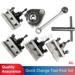 Quick-Change Tool Post Lathe European Style AB Tools Holder Lathe Fixture Set 16x16mm Tool Holder For 180-280mm Lathe Bed Swing