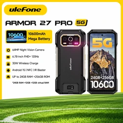 Ulefone Armor 27 Pro 5G teléfono resistente 10600mAh Smartphone 50MP cámara 64MP noche Android 14 hasta 24GB + 256GB NFC teléfono impermeable
