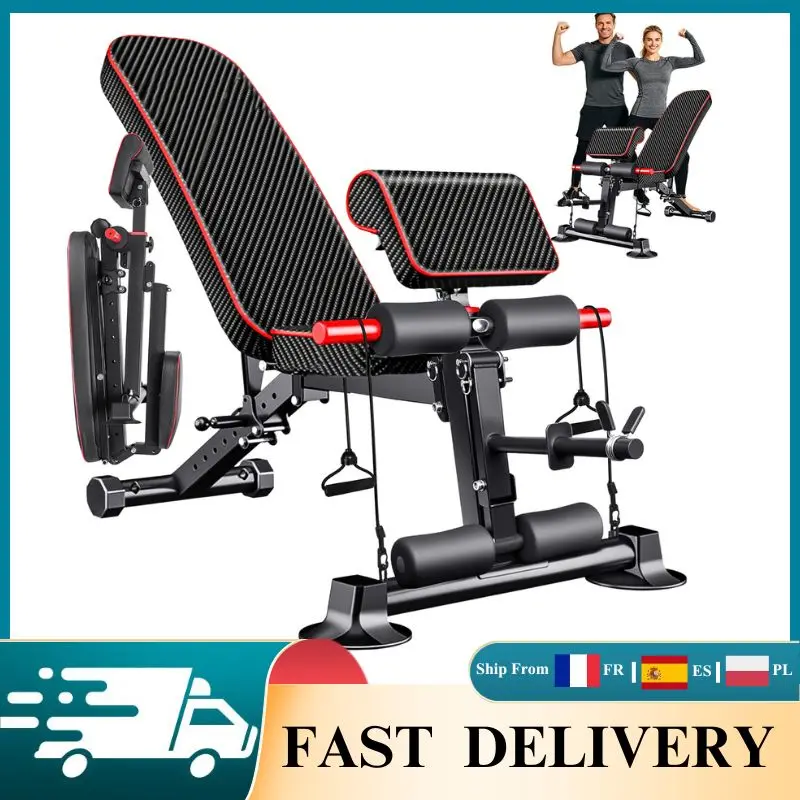 Banc de musculation réglable avec 8 positions de dossier, capacité de charge de 350 kg, inclinable et déclinable, pour exercices de sit-up, entraînement complet du corps à domicile