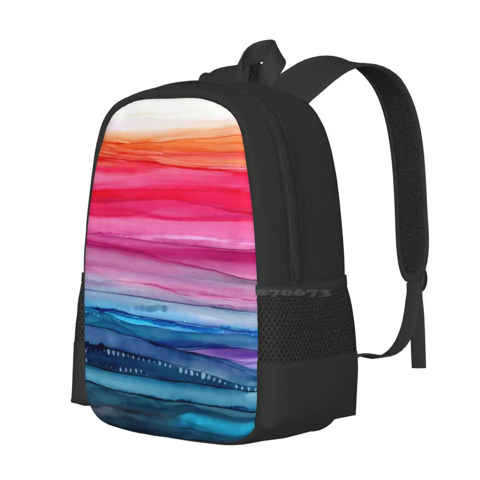 Golden Sunset Hot Sale Backpack Fashion Bags Abstract Art Modern Art Colorful Cool Fluid Cute Summer Tropical Vacation Nature