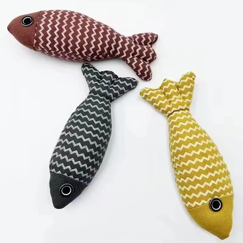 

1pc Pet Toys Cat Chew Toys Linen Fish Pillow Chew Training Toy Simulation Fish Puppet Pet Supplies