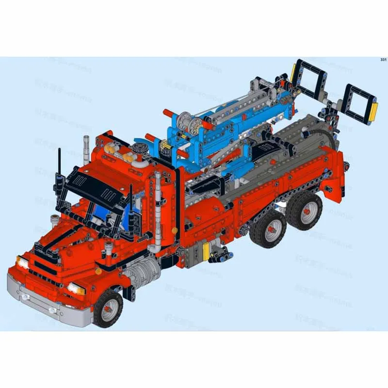 Popular MOC-82276 Red Cargo Crane Rotating Trailer Building Block Model 2087 Pieces MOC Creative Boys Kids Christmas Toy Gift