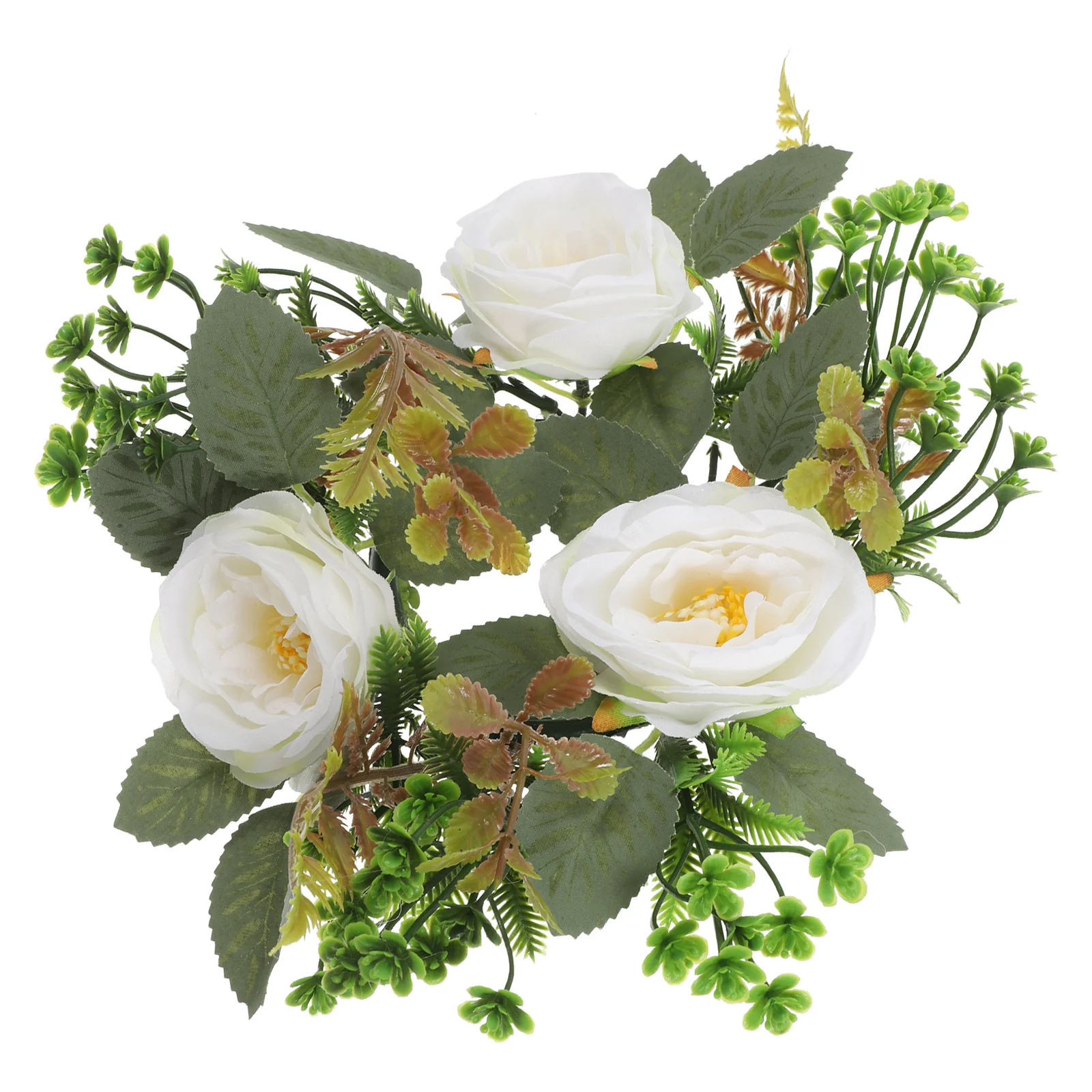 

Artificial Floral Wreathelegant Wedding Christmas Pillar Holder Farmhouse Greenery Ring With Lifelike Roses