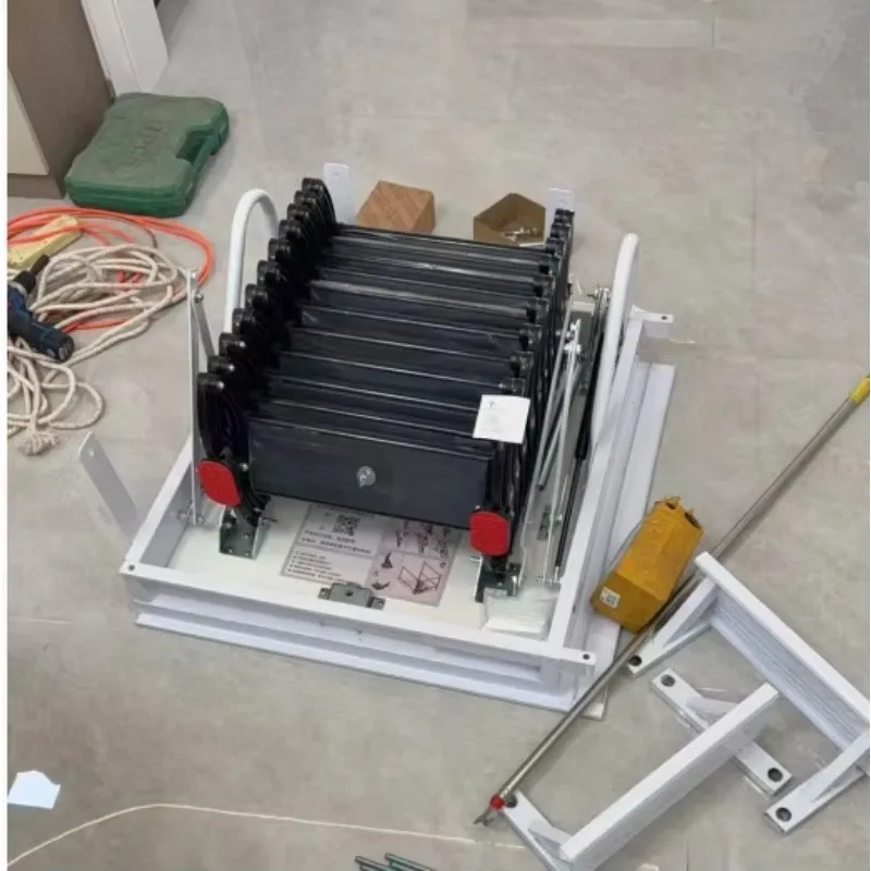 Customized Lightweight Metal Loft Stairs Indoor Telescopic Attic Ladder Modern Auto Collapsible Staircase 300kg Apartment