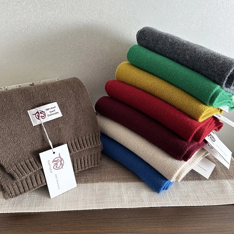 

Pure Color Wool Scarf, Versatile and High-end, Winter Warm Knitted Muffler, Elegant Shawl for Men