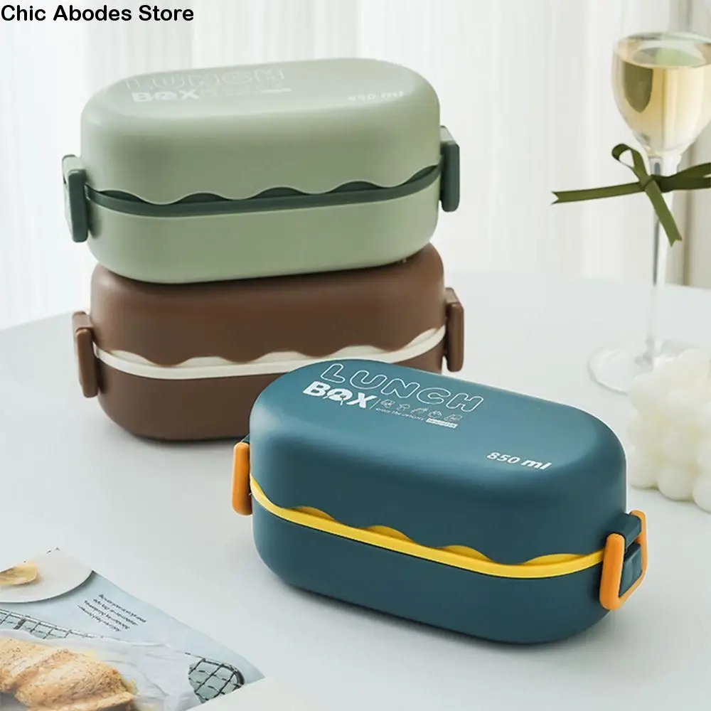 

Easy-Clean Sealed Portable Lunch Box Reusable 3 Grids Food Storage Crisper 850ML Leak-Proof Snack Food Box Tableware