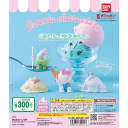 BANDAI Kawaii Gashapon Figure Anime Figurine Cute Sanrio Hello Kitty Summer Ice Cream Shape Role Cinnamoroll Capsule Toys Gift