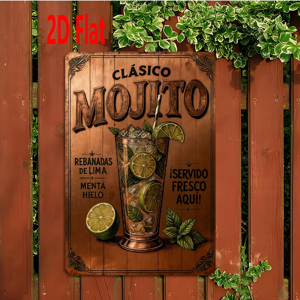 2D Flat, 1pc Mojito Cocktail Sign for Mojito Bars Cube Decorated Cocktail Plaque with Mojito Display Perfect for Room Decor