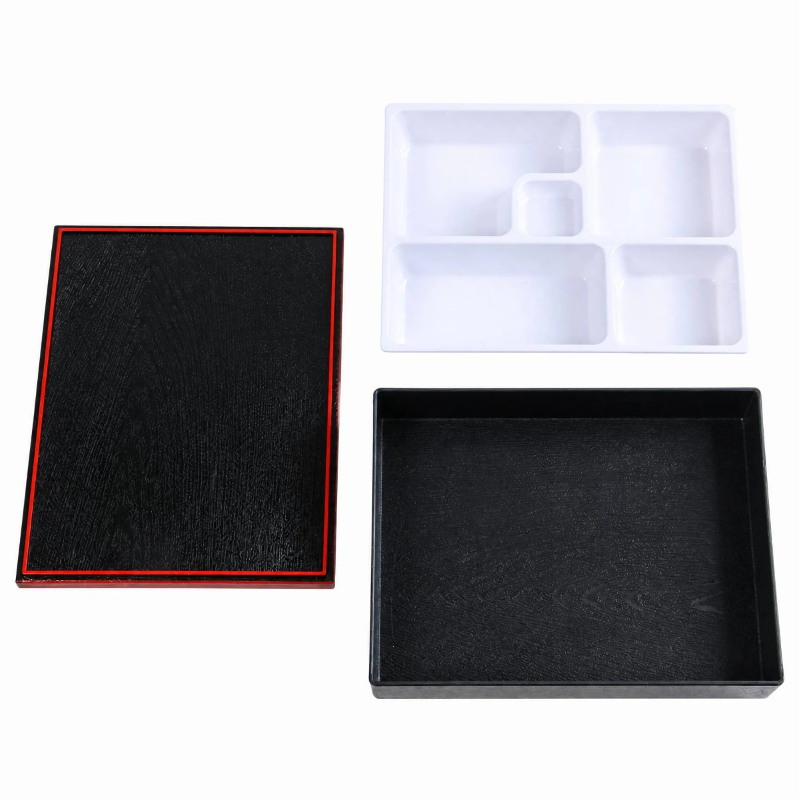 Square Japanese-Style Bento Box Heat-Resistant Five-Compartment Bento Box Food Container Portion Control Wipe-Clean for Adults