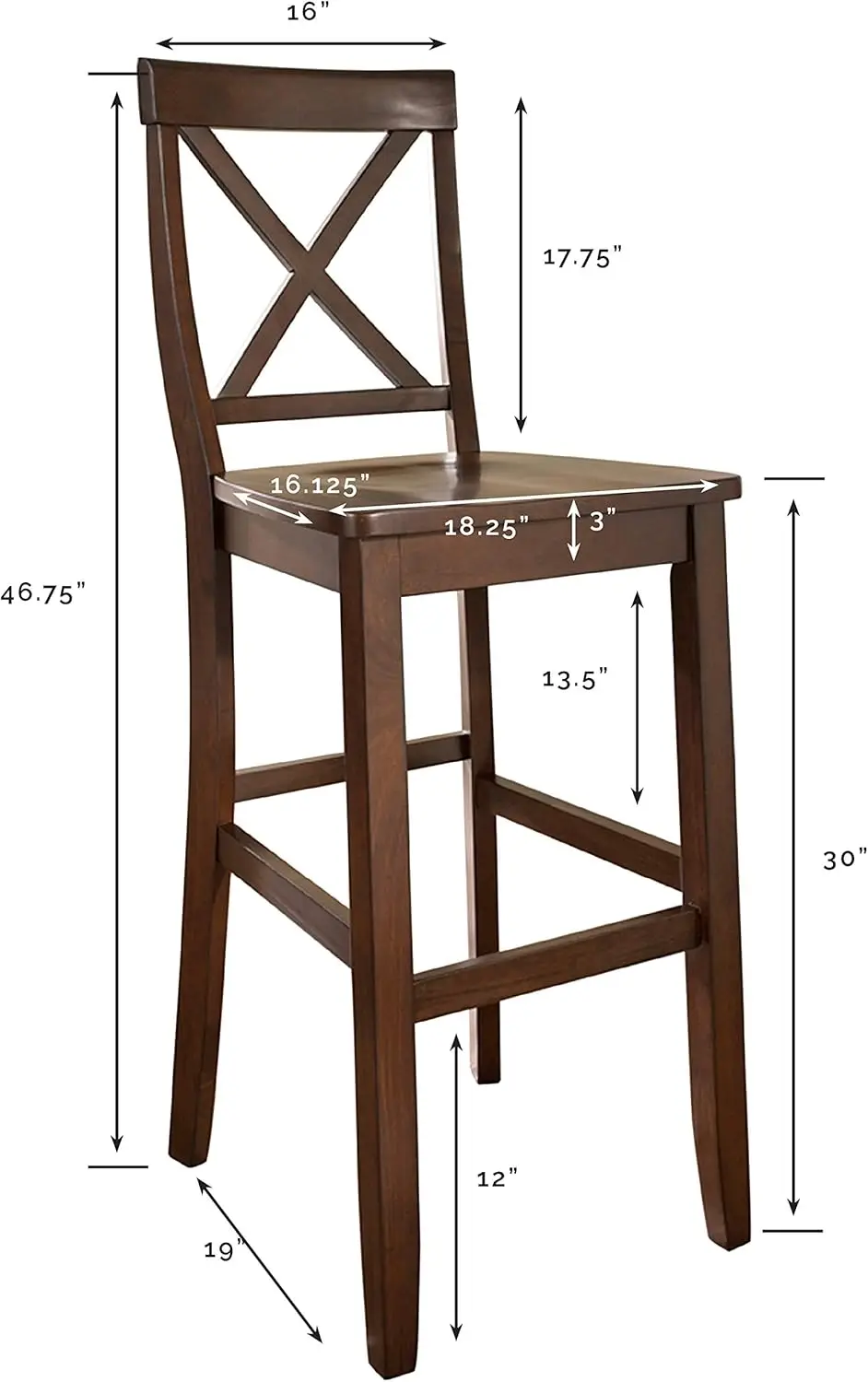 Furniture X-Back Bar Stool (Set of 2)