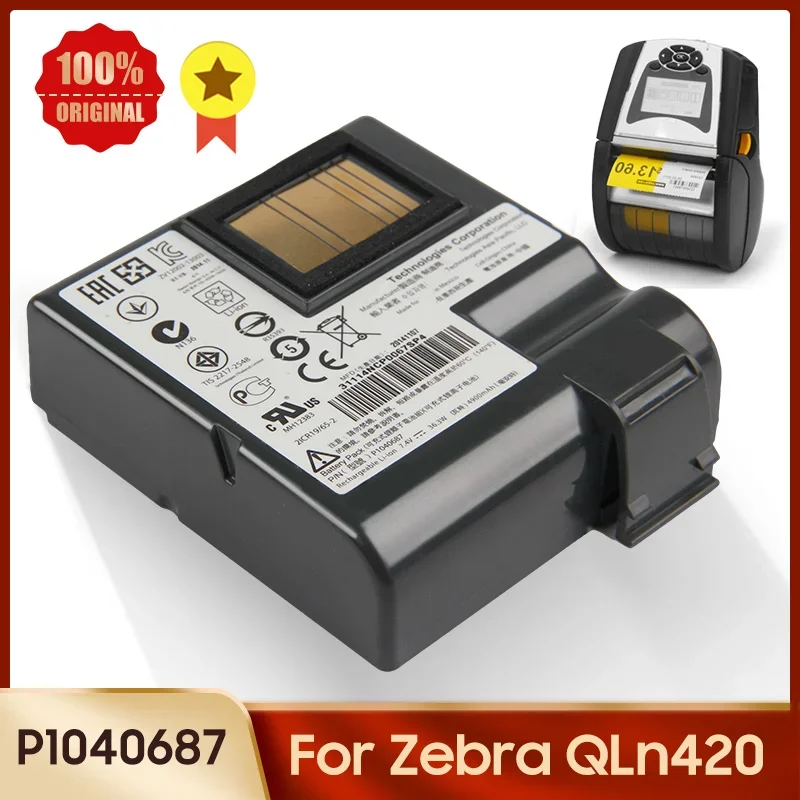 New Replacement Battery P1040687 for Zebra QLn420 ZQ630 P1050667 Quality Products 4900mAh 7.4V 36.3Wh