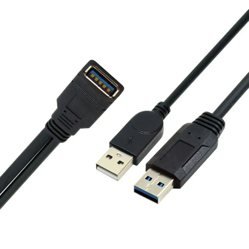 

CY USB 3.0 Female to Dual USB Male Extra Power Data Y Extension Cable for 2.5" Mobile Hard Disk Black Color