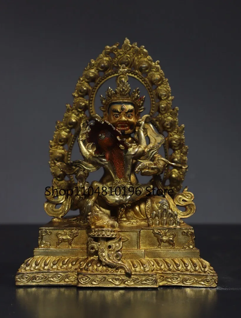 34 CM China old tibet Bronze gilt Yellow Jambhala Jambala buddha bronze Statue