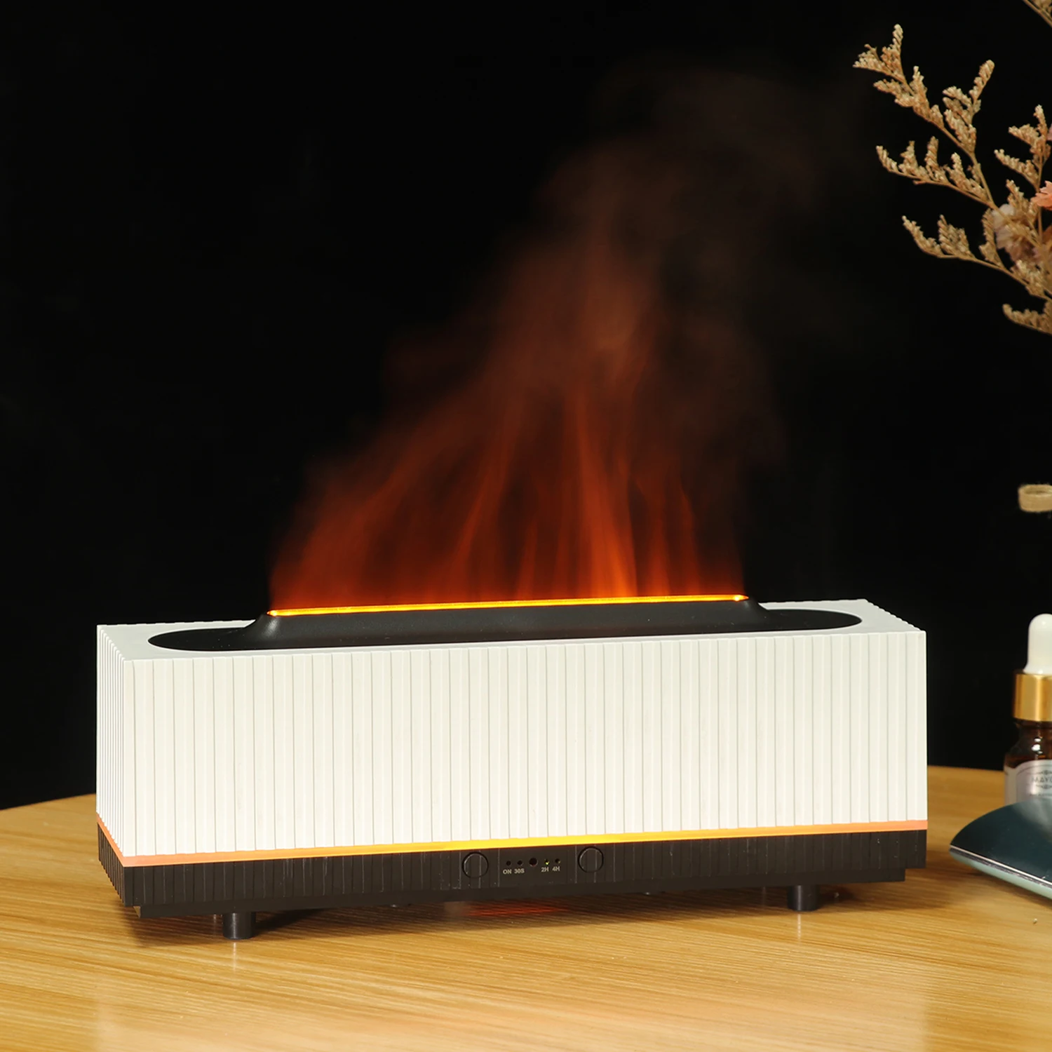 200ml 3D Flame Effect Air Humidifier Diffuser Ultrasonic Essential Oil Aromatherapy Auto Shut Off Diffuser for Gift
