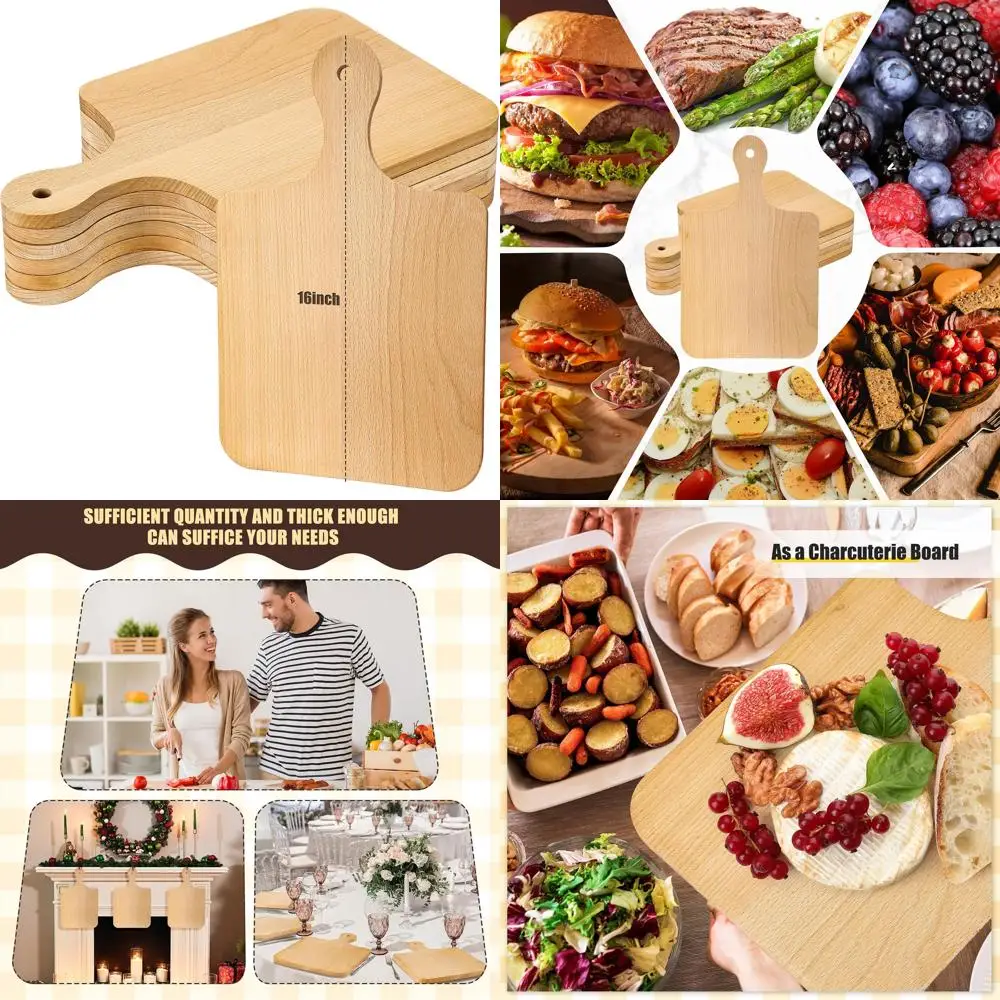 

Набор из 6 толстых деревянных разделочных досок для разделочных, сервировочных и деревянных досок — идеально подходит для лазерной гравировки и подар на День матери