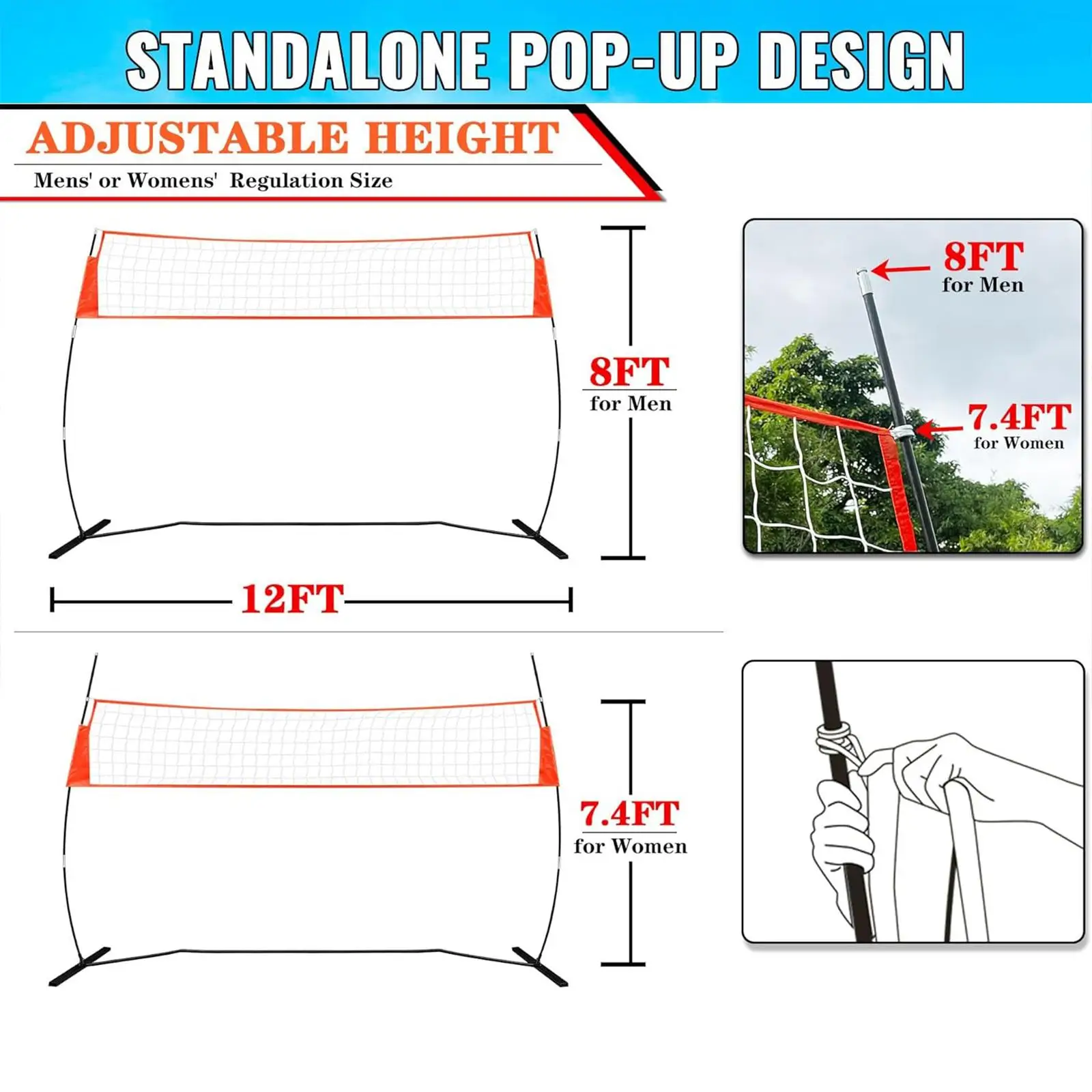 

Indoor Outdoor Volleyball Training Net Large Portable Practice Equipment Accessory for Passing and Spiking