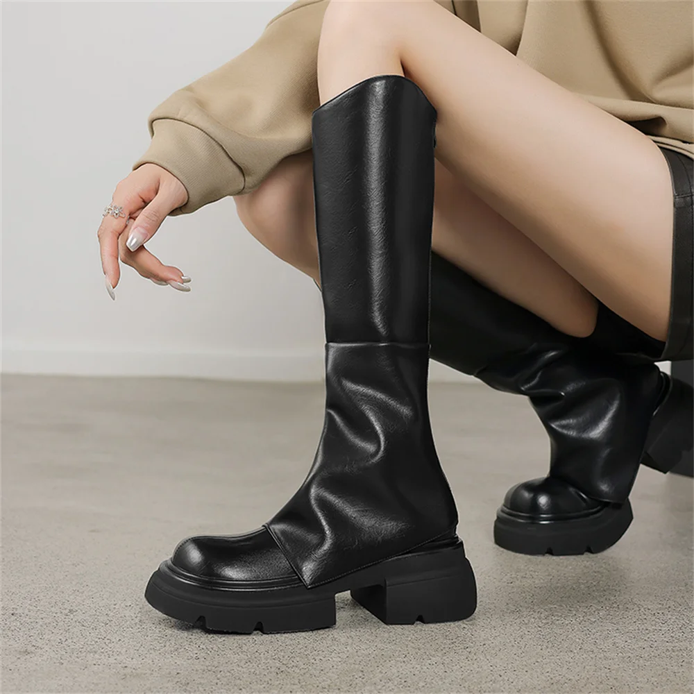 FEDONAS Punk Fashion Women Knee High Boots High Platforms Party Dance Warm Shoes Woman High Autumn Winter Thick Heels Boots