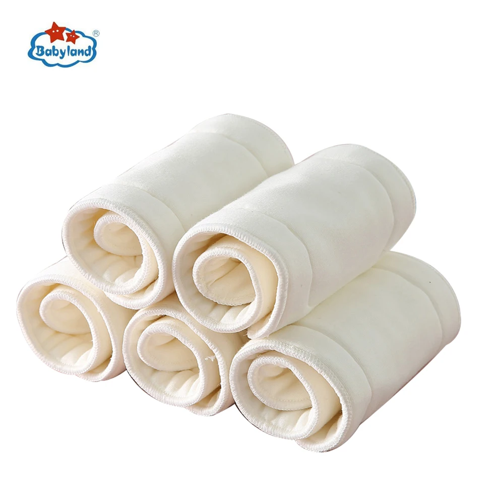 [Babyland】5pcs/Group Bamboo Cotton Inserts 5-Layers Soft Cotton Diaper Liners Nappy Absorbents Bamboo Cotton Diaper Insert