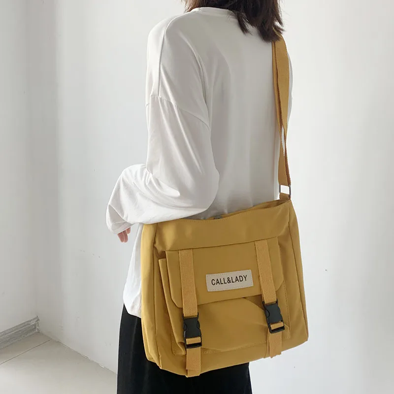 Japanese Simple Crossbody Bag 2023 Canvas Postman Bag Student Classroom Large Capacity Nylon Bookproof Water Single Shoulder Bag