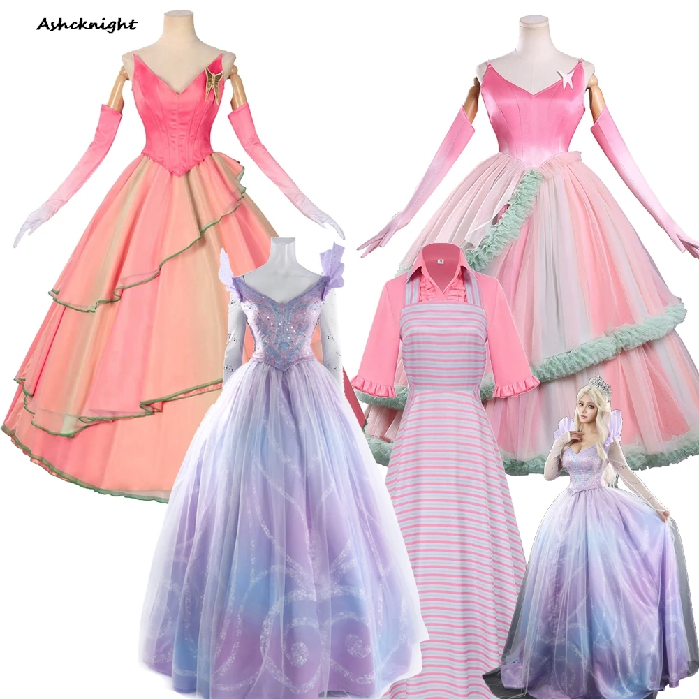 

Фильм Wicked 2025 года ​ Вечернее платье Глинда для косплея, женская вечерние маскировочная одежда на Хэллоуин, карнавальный костюм для ролевых игр, костюм