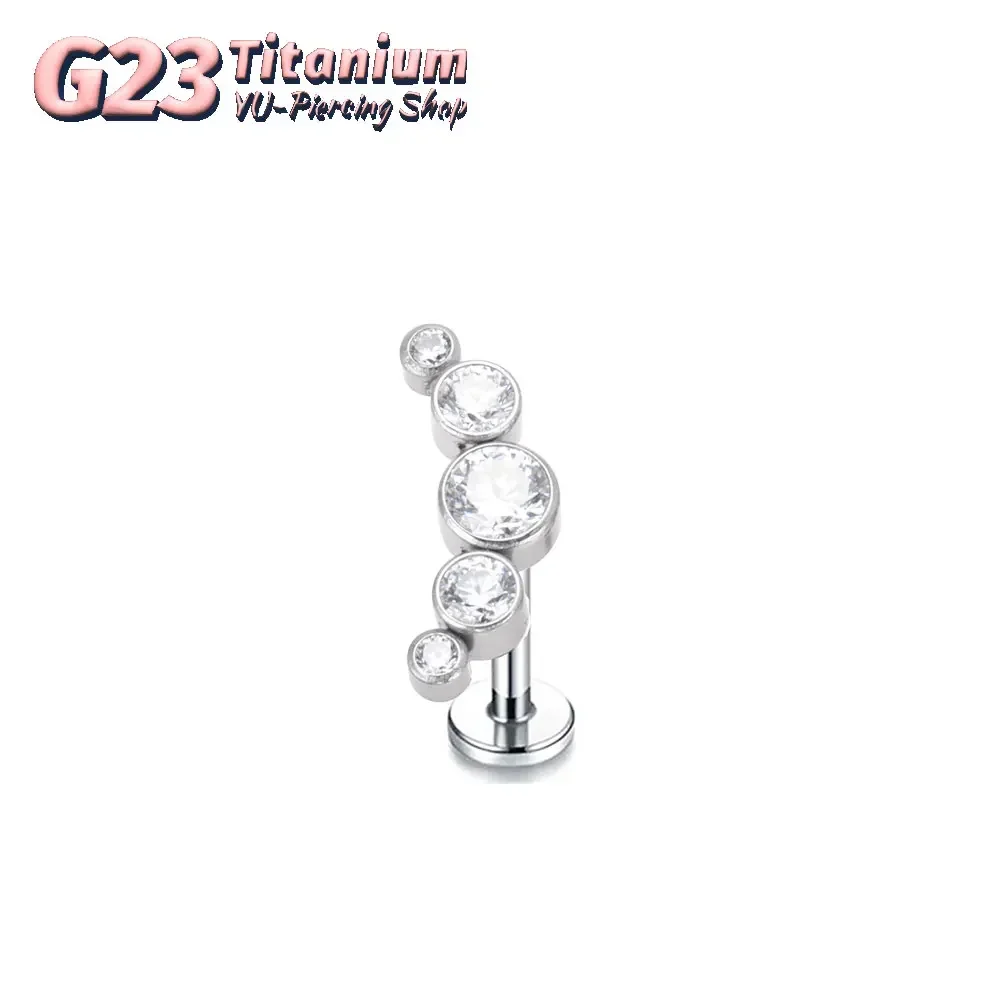 ASTM F136 Titanium punk Piercing Internal Thread Lip Cartilage 5A Zircon Labret Helix Tragus Body Piercing Jewelry wholesale