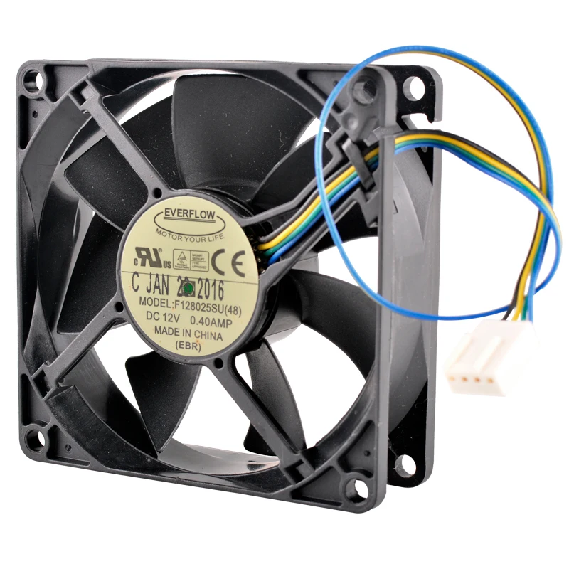 EVERFLOW F128025SU DC 12 В 0,40 А 80x80x25 мм 4-проводной охлаждающий вентилятор
