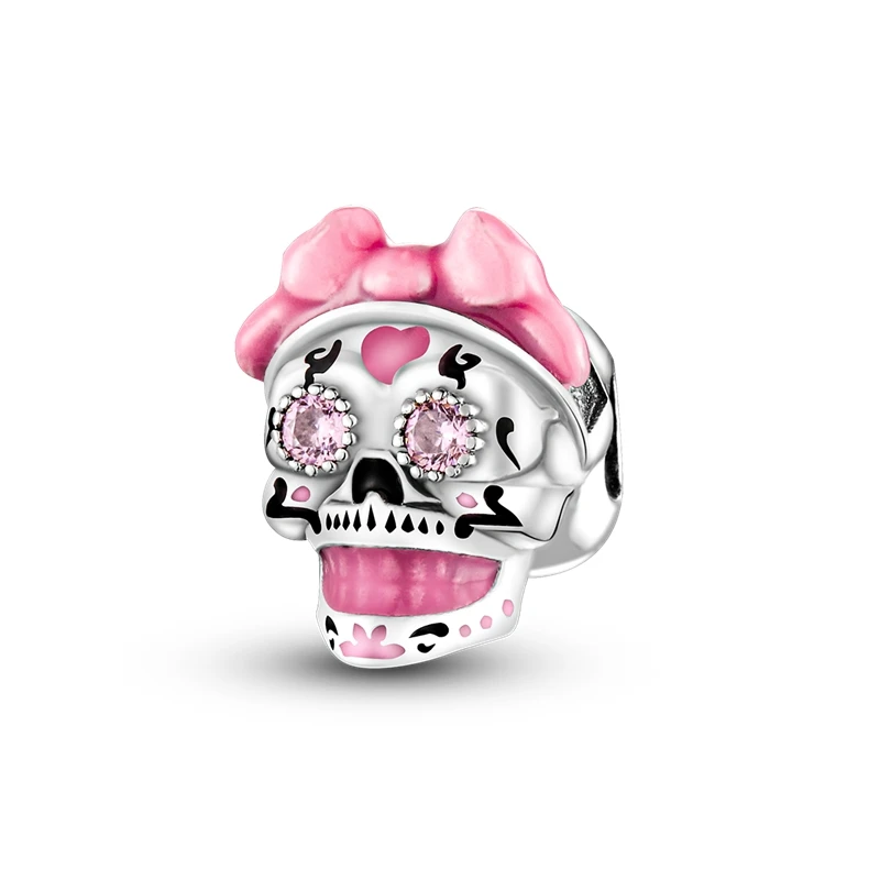 Charm-Anhänger aus 925er Silber, leuchtend im Dunkeln, Totenkopf- und Kürbis-Charm, passend für 3 mm Original-Armbänder, Halsketten, Damen-DIY-Schmuck, Geschenk – Detail 1