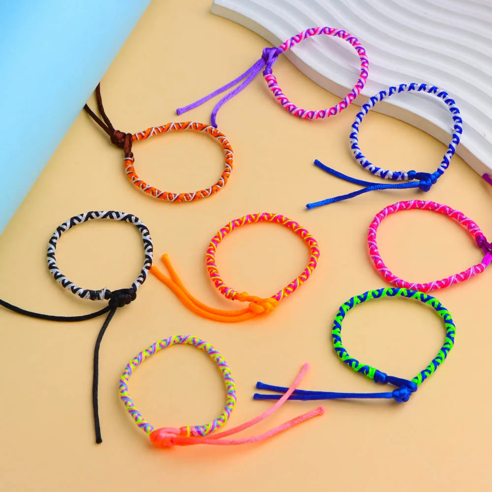 10Pcs/Lot Multicolor Vintage Style Friendship Braided Rope Cuff Adjustable Bracelets Wristband Jewelry For Women Men Lovers Gift