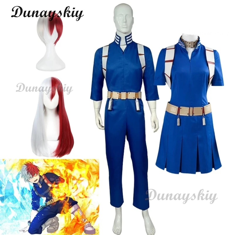 Todoroki Shoto Anime Cosplay disfraz monos correas Prop cinturón peluca fiesta de Halloween ropa de juego para mujer hombre