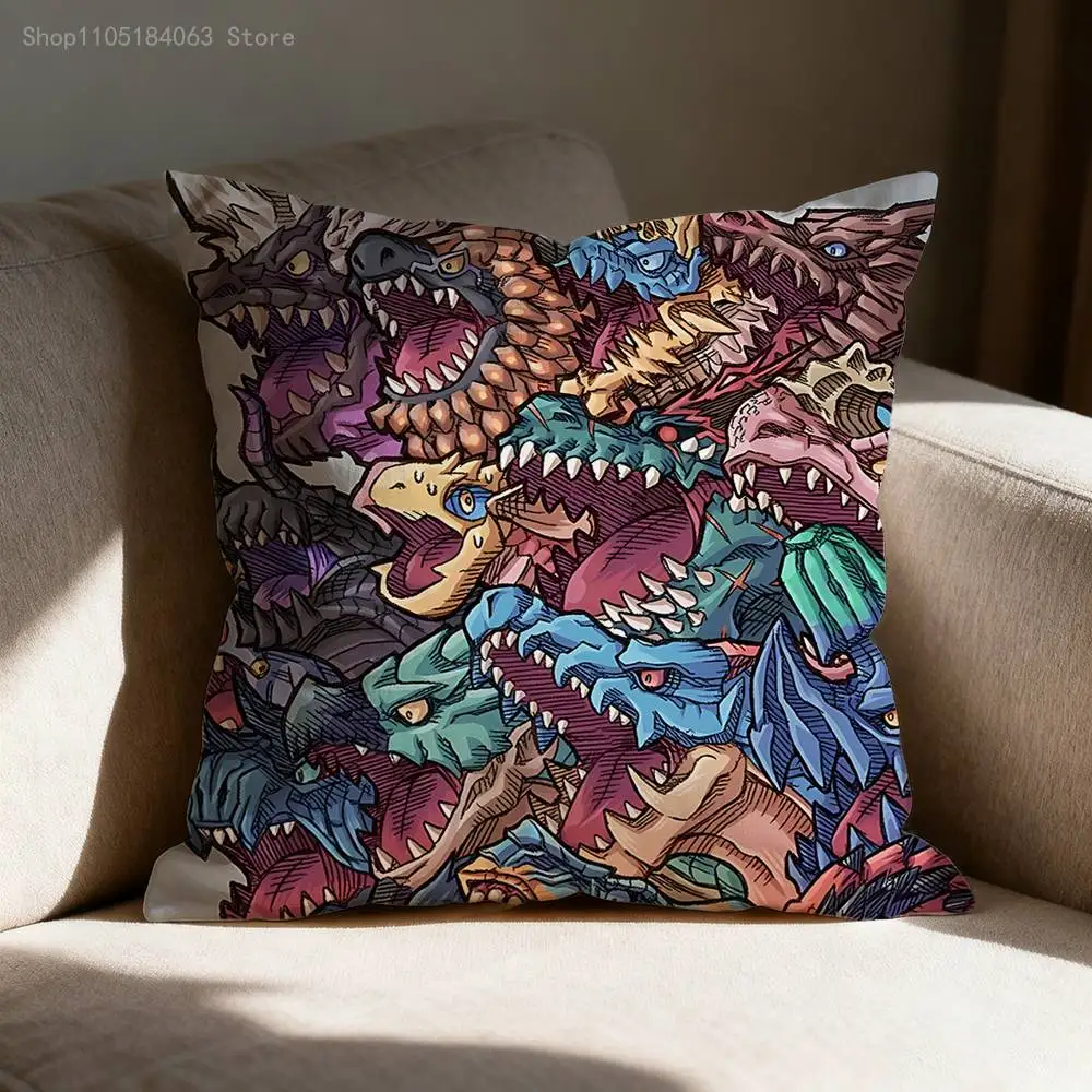 Picture 6: Rathalos Nargacuga M-Monster H-Hunter Pillow Case For Sofa Decor Car Office Room Printing Cushion Cover Decoration and Protector