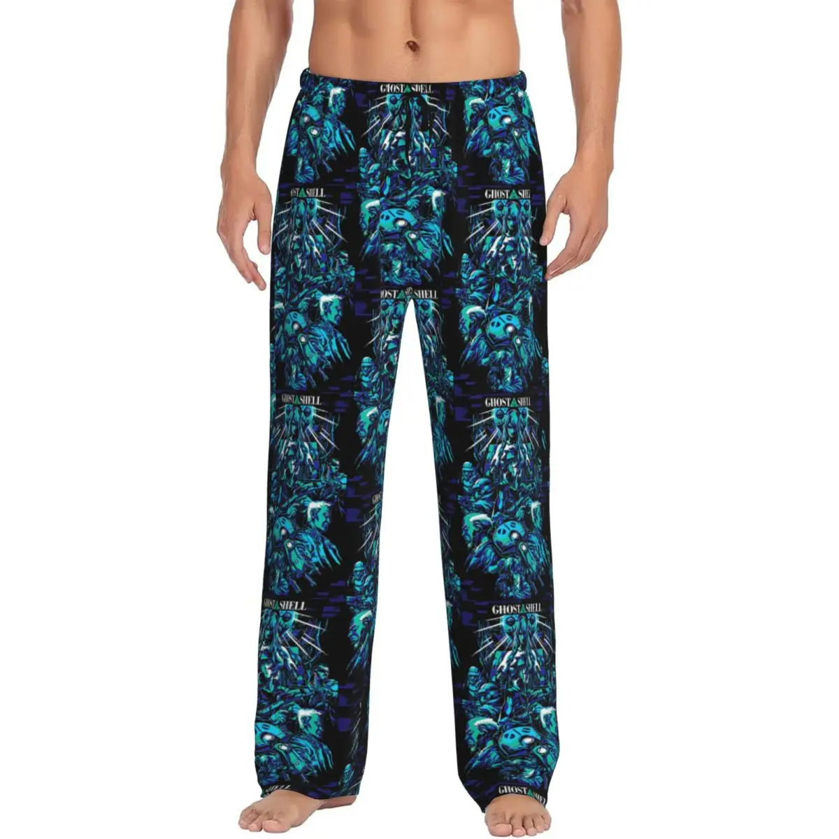 calca-de-pijama-personalizada-ghost-in-the-shell-masculina-anime-lounge-sleep-stretch-pijamas-com-bolsos