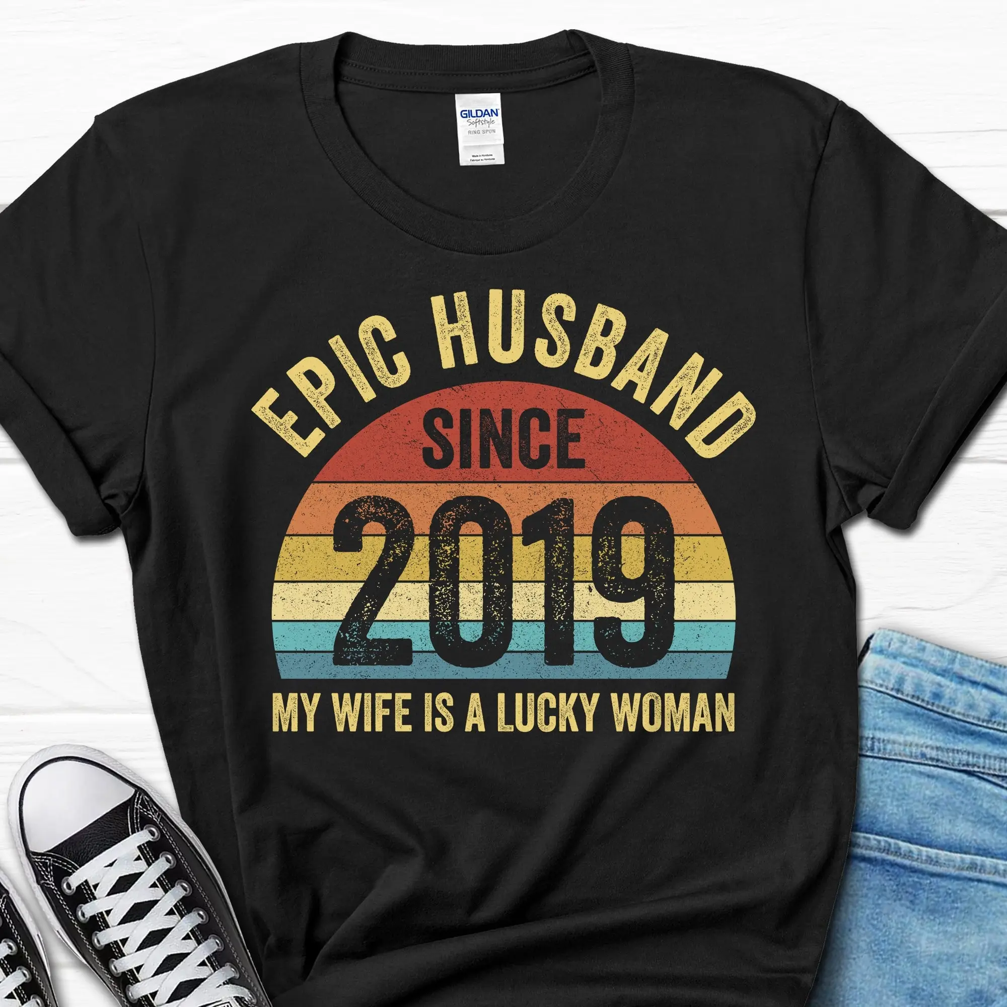 

Epic Husband Since 2019 T Shirt 5th Wedding Anniversary For Him Married 5 Years Year Men s