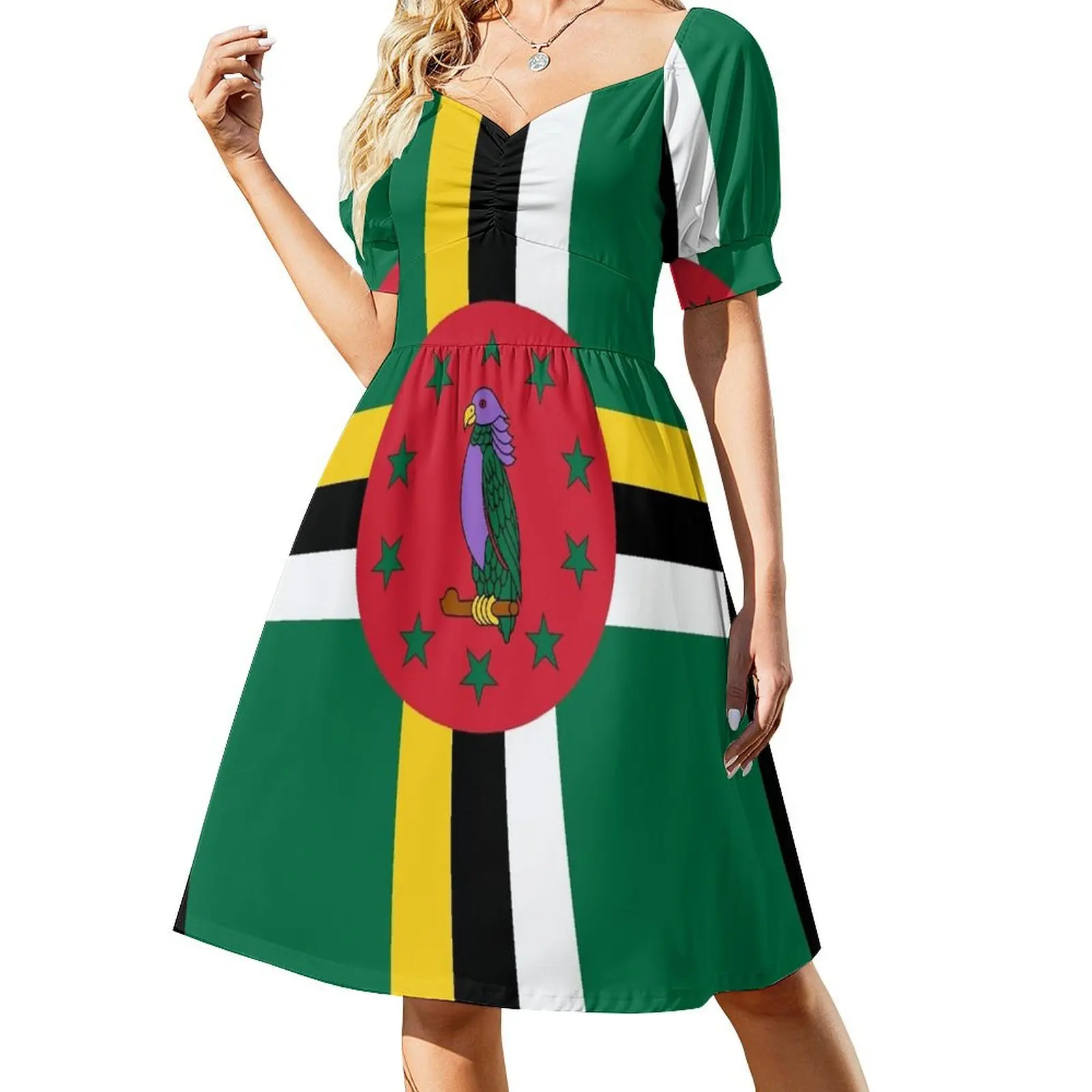 

Dominica Flag Short-Sleeved Dress purple dress birthday dresses for women african dresses for woman