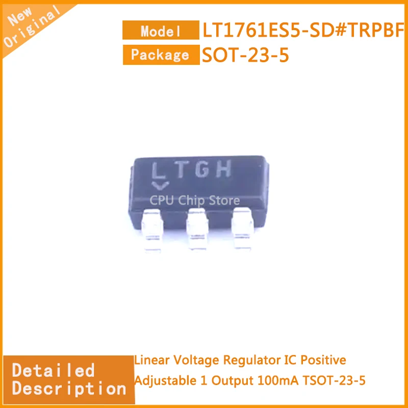 10Pcs/Lot  New Original   LT1761ES5-SD#TRPBF  LT1761ES5-SD  Linear Voltage Regulator IC Positive Adjustable 1 Output 100mA TSOT-