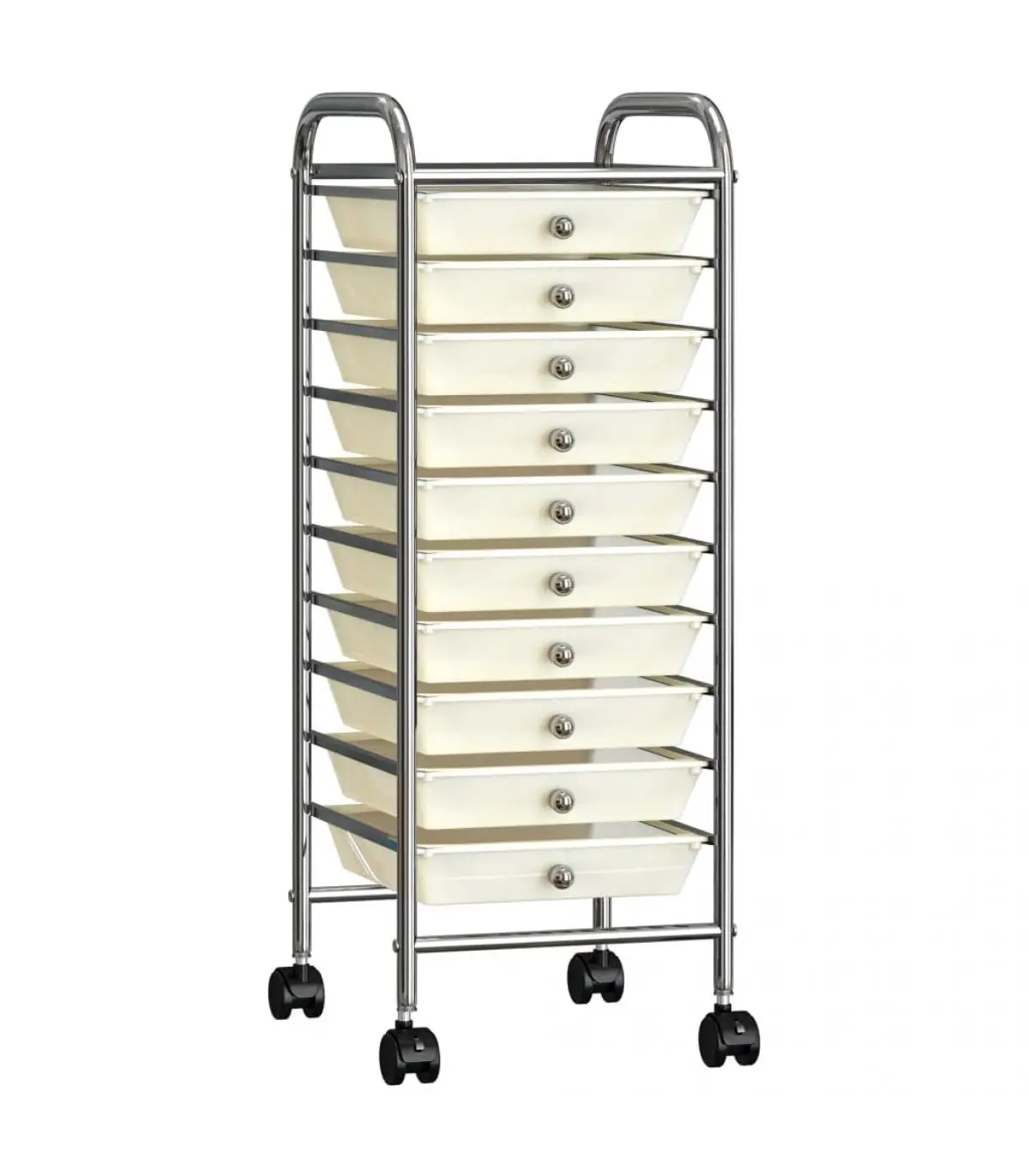 10 drawers white plastic portable storage trolley cargo trolley